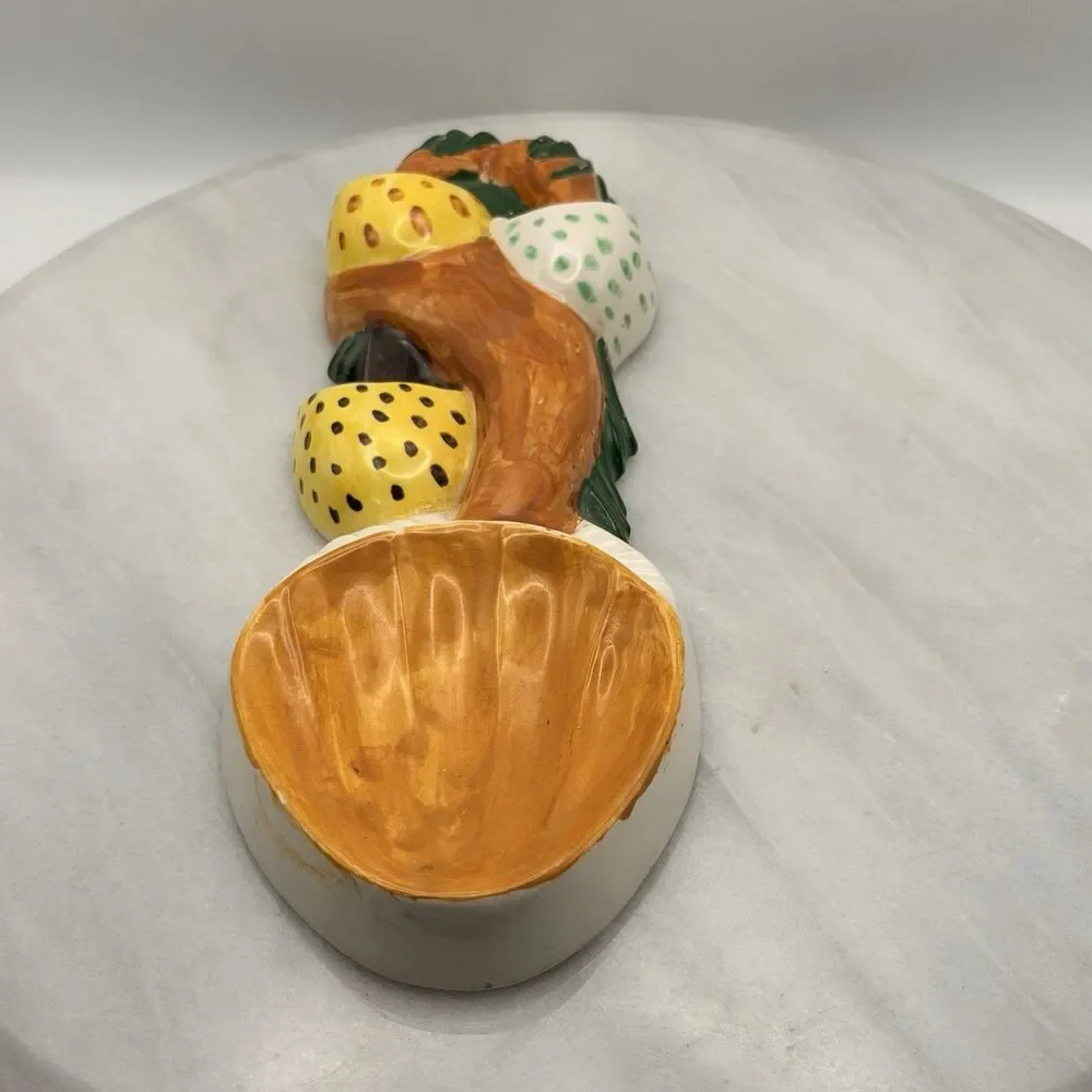 Vintage 1974 Arnel's Mushroom Ceramic Spoon Rest Wall Decor Hand Painted 8.5